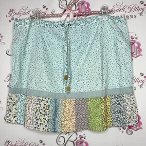 Blue sky skirt floral flowers patch work style blue green yellow sweet boho y2k